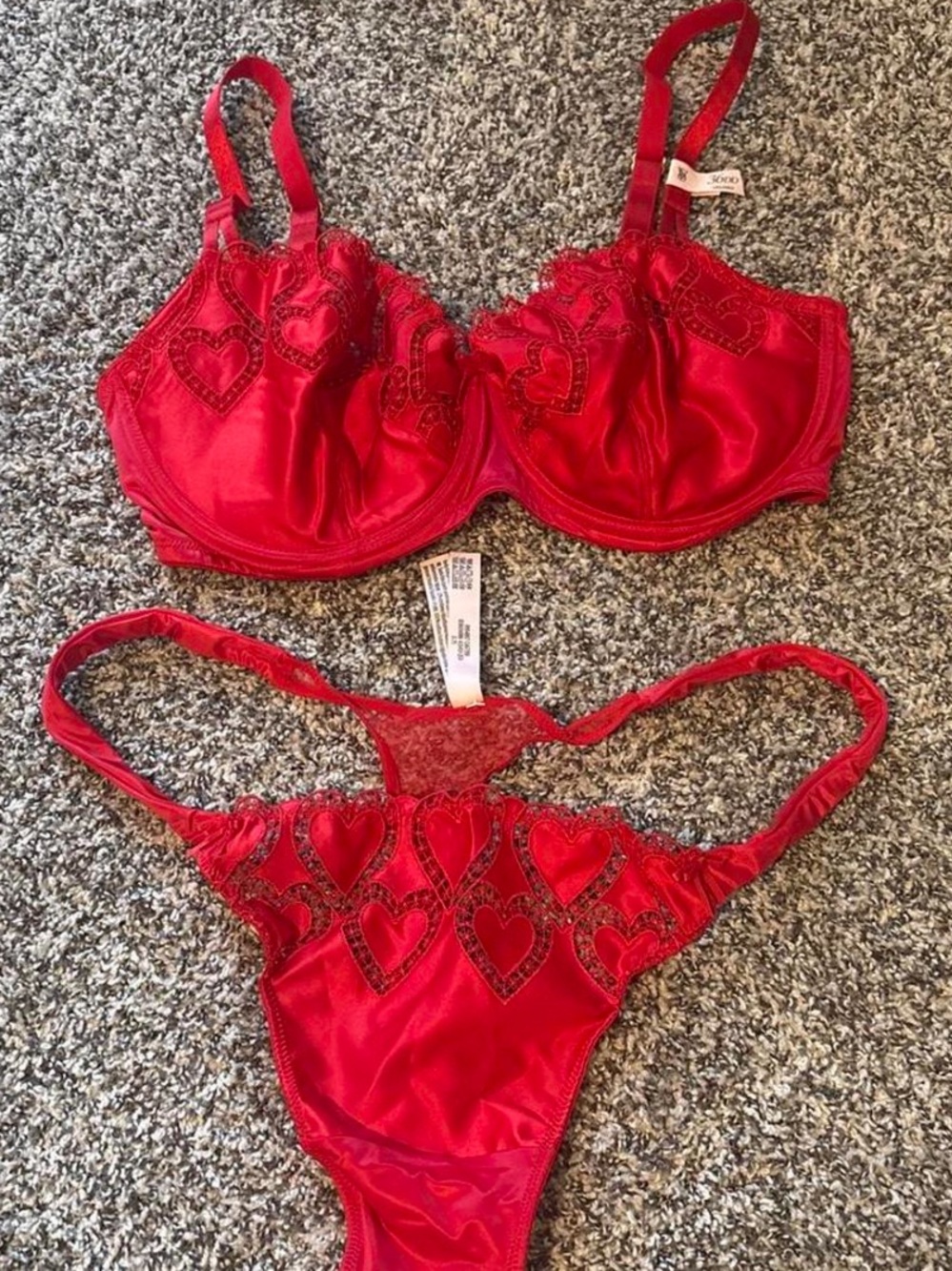Victoria’s Secret Red Heart Bra & Thong Set